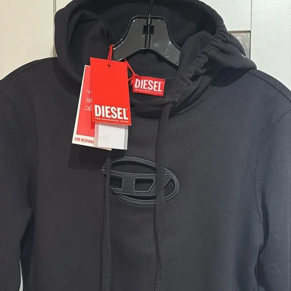 Diesel women sweatshirt hoodie black with oval logo size medium is brand new - Picture 4 of 6